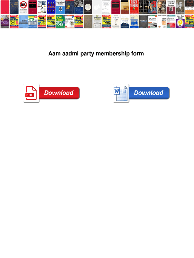 Aam Aadmi Party Membership Card Download PDF  Form