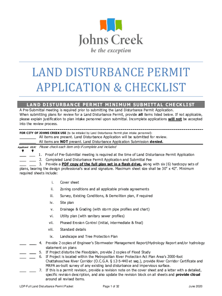  LAND DISTURBANCE PERMIT APPLICATION & CHECKLIST 2020-2023