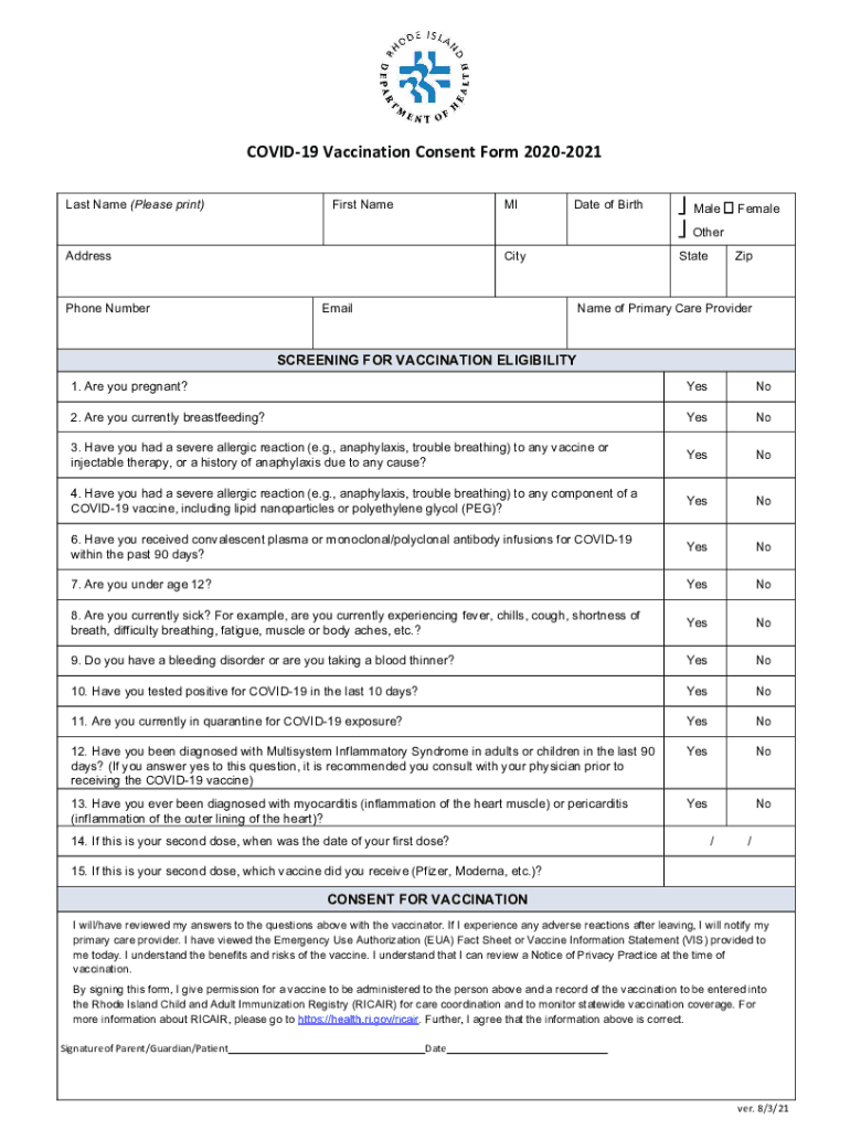  Screening and Consent under Emergency 2021