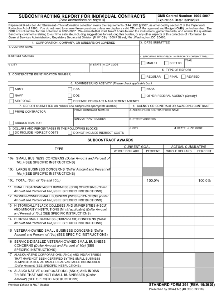 Sf294  Form