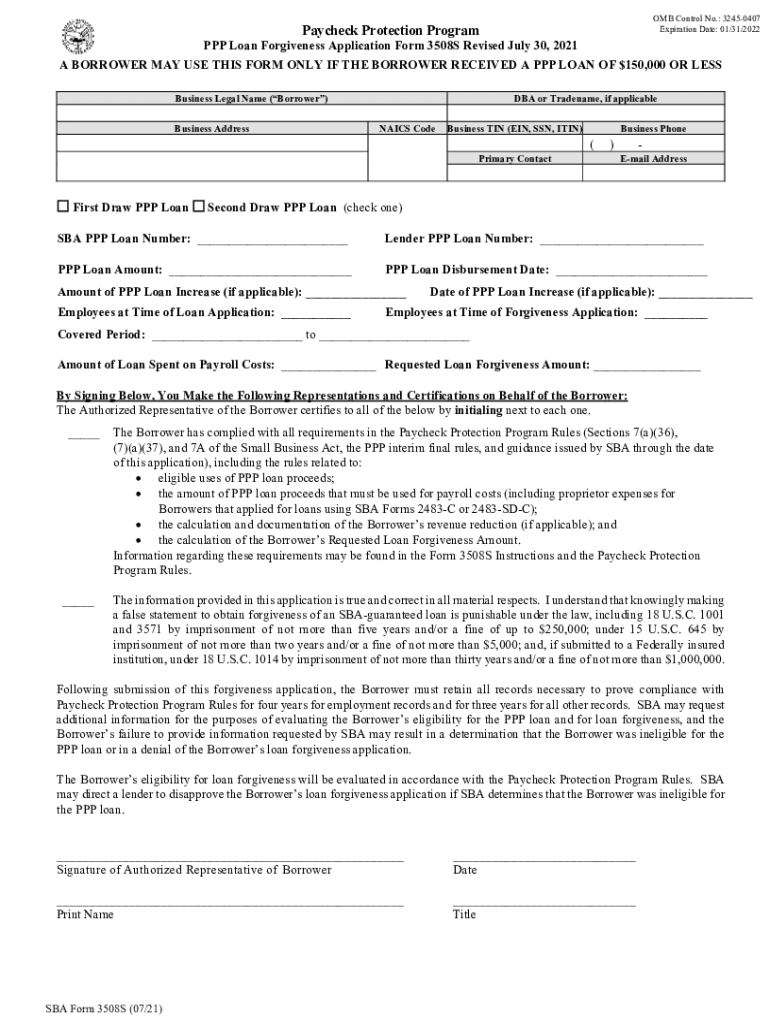  PPP Loan Forgiveness Application Form Home Treasury Gov 2021-2024