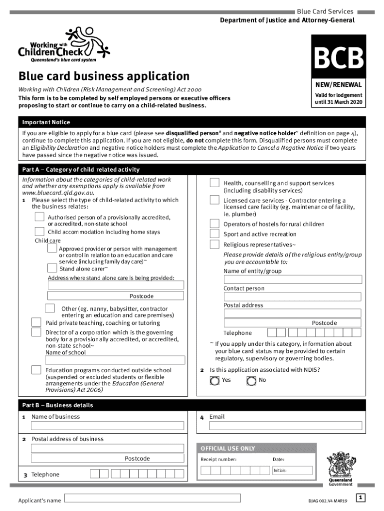  If You Are Eligible to Apply for a Blue Card Please See Disqualified Person# and Negative Notice Holder Definition on Page 4, 2019-2024