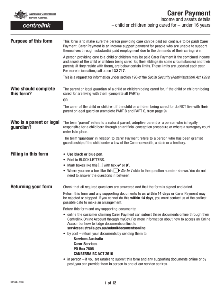 Australia Carer Payment Income  Form