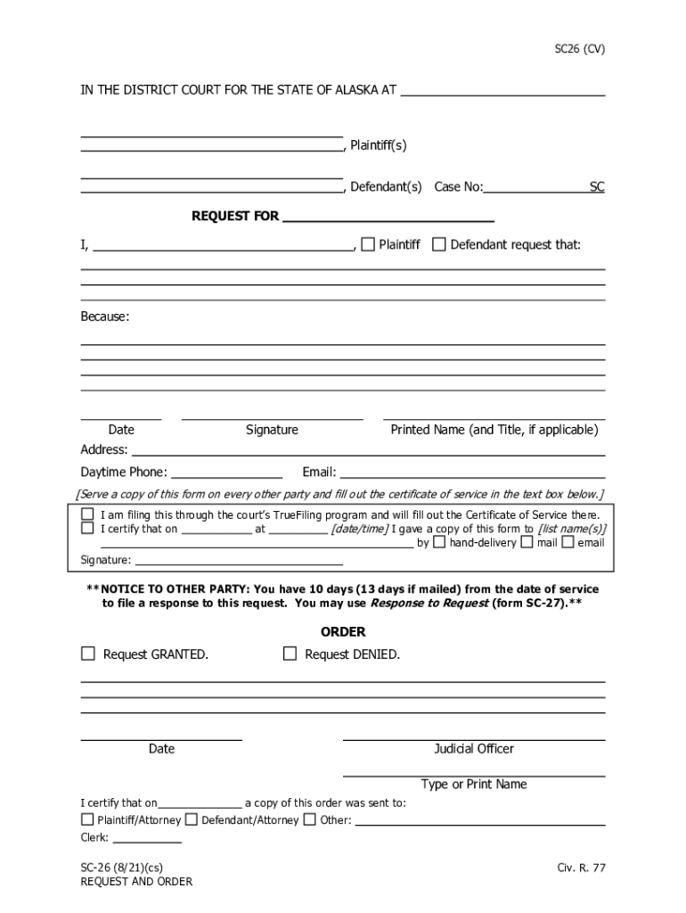 Get and Sign PDF SC 26 Request Order Alaska Court System 2021-2022 Form