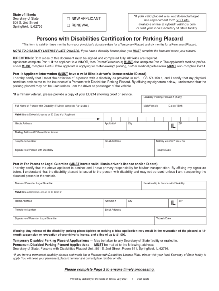  Form VSD62 &amp;quot;Persons with Disabilities Certification for 2021