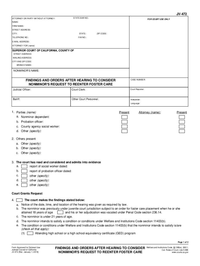  JV 472 California Courts 2019-2024