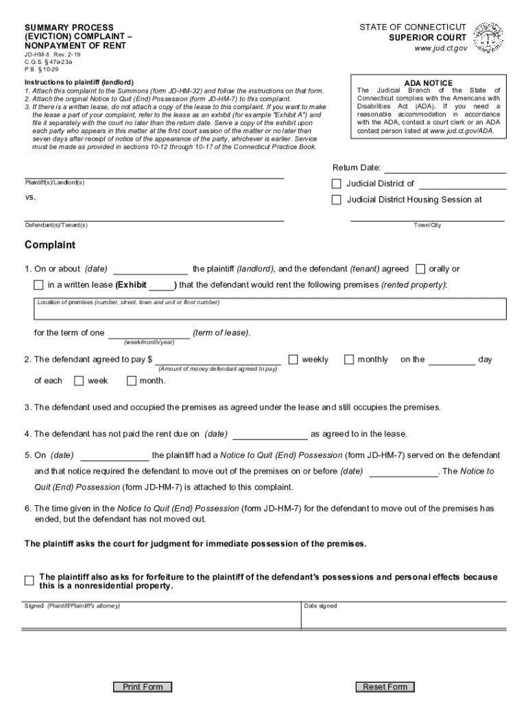  Form JD HM 8 Connecticut Judicial Branch CT Gov 2019-2024