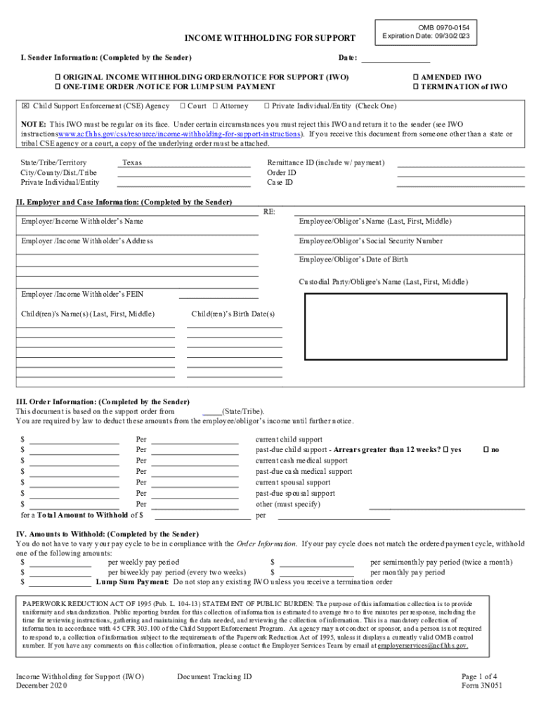  INCOME WITHHOLDING for SUPPORT Welcome to Texas 2020-2024