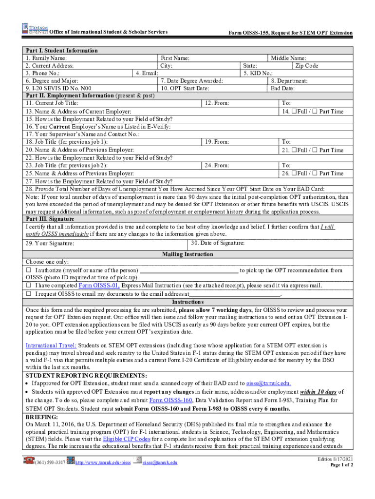 Office of International Student &amp; Scholar Services Tamuk Edu  Form