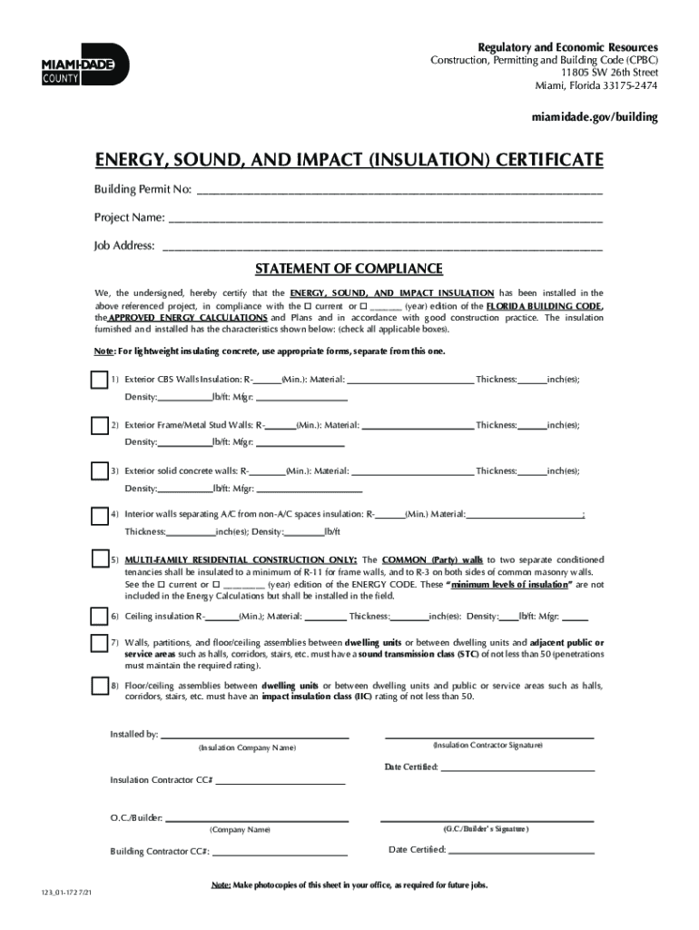 Energy Sound Miami Dade County  Form