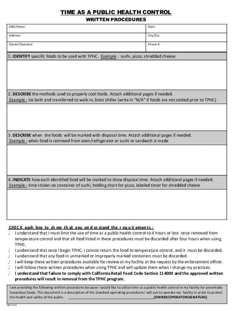 TIME as a PUBLIC HEALTH CONTROL Arkansas  Form