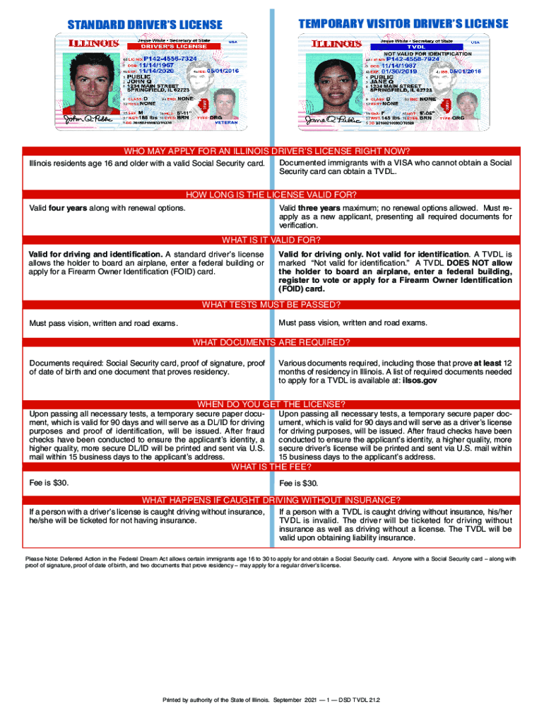  IllinoisTemporary Visitor Drivers License TVDL Flyer Englsih 2021-2024