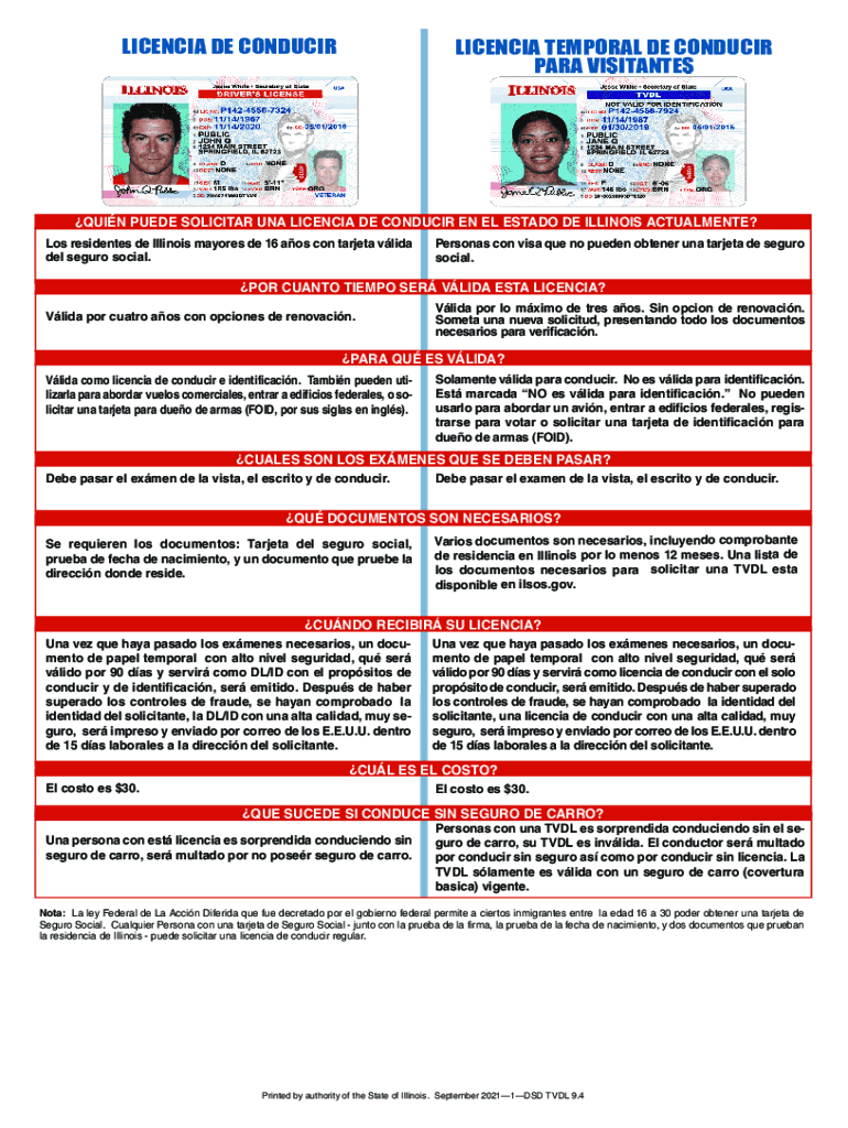 Www Uslegalforms Comform Library75302 Il DsdIL DSD TVDL 9 Spanish Fill and Sign Printable