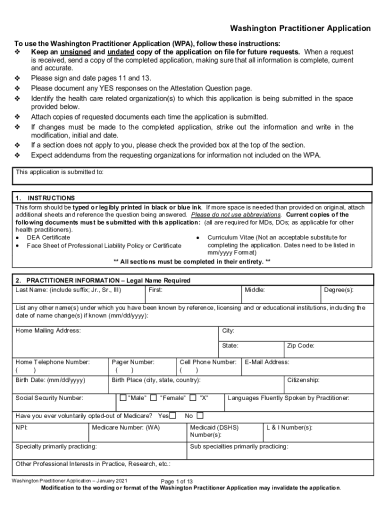  Practitioner Credentialing Application Premera Blue Cross 2021-2024