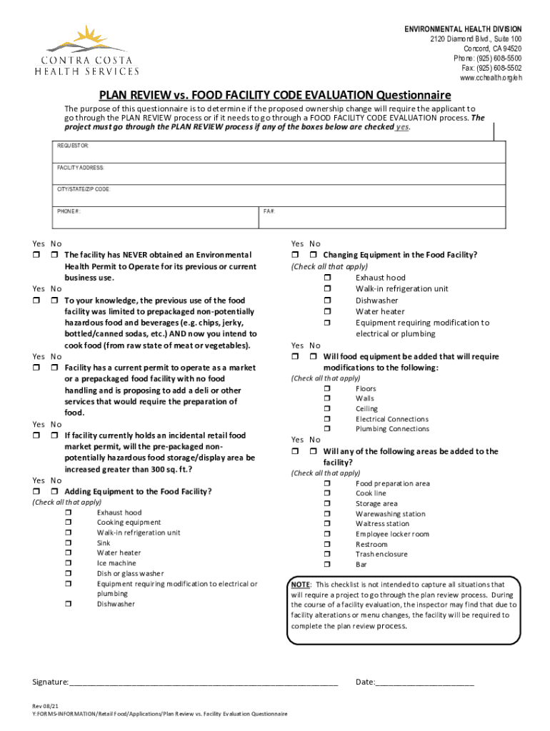 Starting Your Contra Costa County Cottage Food Operation  Form