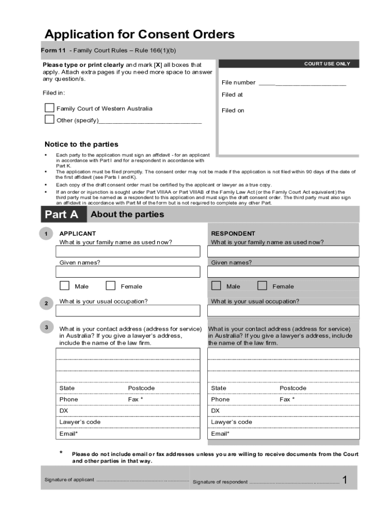Form 11 Application for Consent Orders DOC