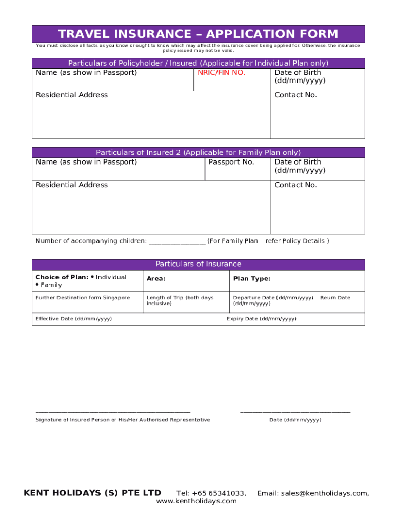  Travel Guard Application Form Insurance from AIG Singapore 2021-2024