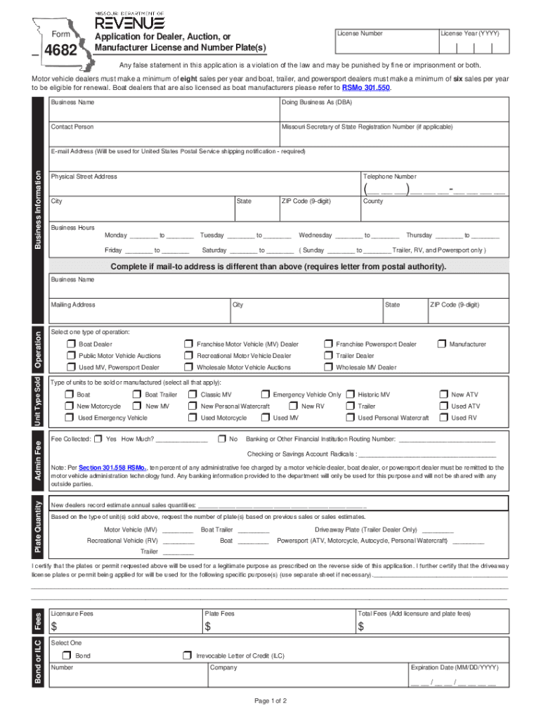  MO DoR 4682 Fill Out Tax Template OnlineUS 2021