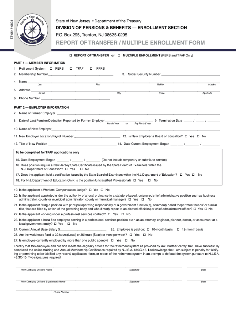 Get and Sign ET 0547 Report of TransferMultiple Enrollment Form 