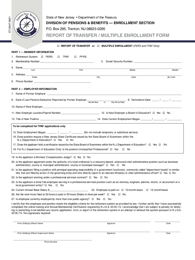 ET 0547 Report of TransferMultiple Enrollment Form