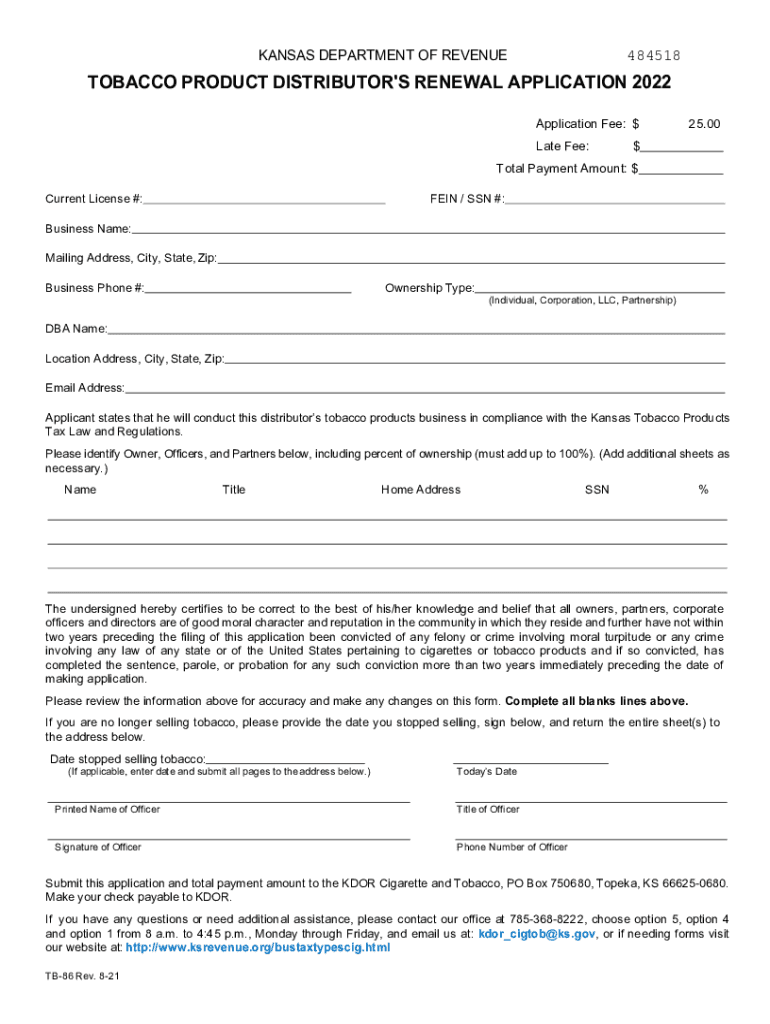  KS TB 86 Fill Out Tax Template OnlineUS Legal Forms 2022-2024