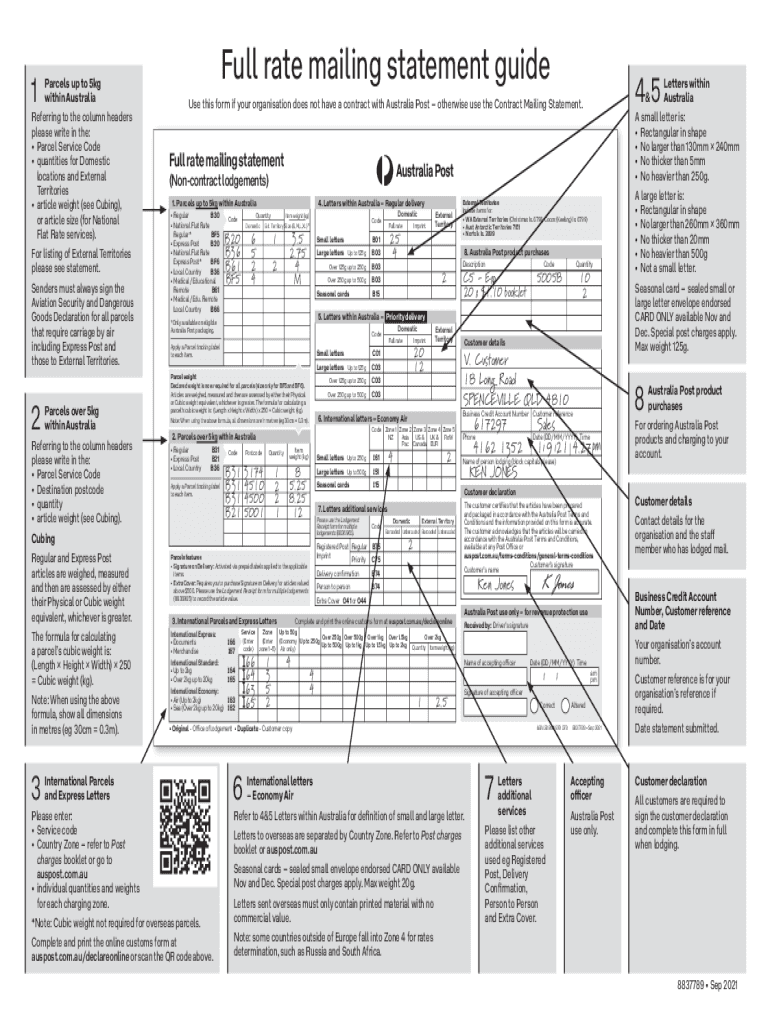  Full Rate Mailing Statement Guide Australia Post 2021-2024