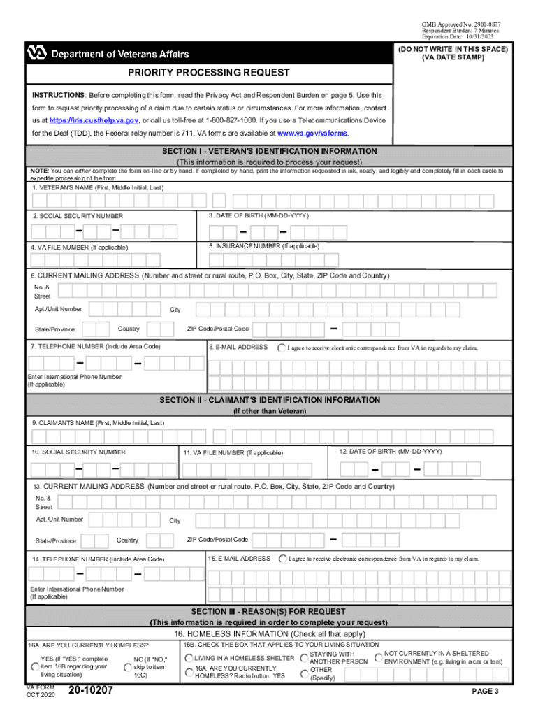 Va Form 20 10207 Fill and Sign Printable Template Online