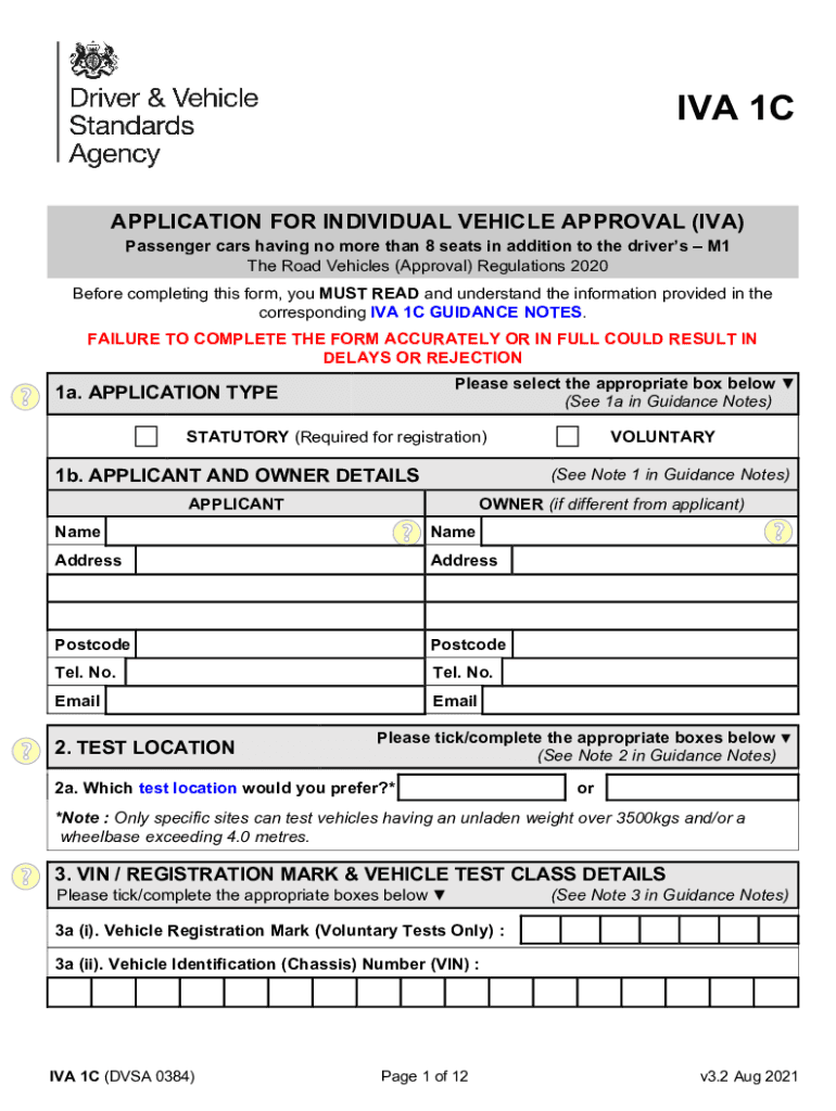  Individual Vehicle Approval M1 Application and Guidance 2021