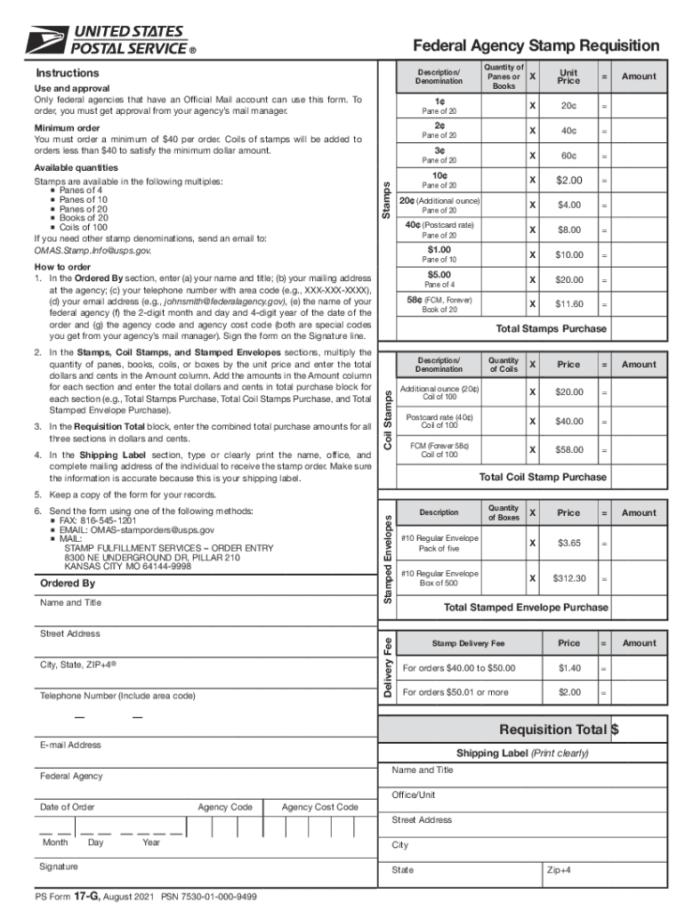  Www pdfFiller Com557920614 ProppraProcurement2021 Form USPS PS 17 G Fill Online, Printable, Fillable 2021-2024