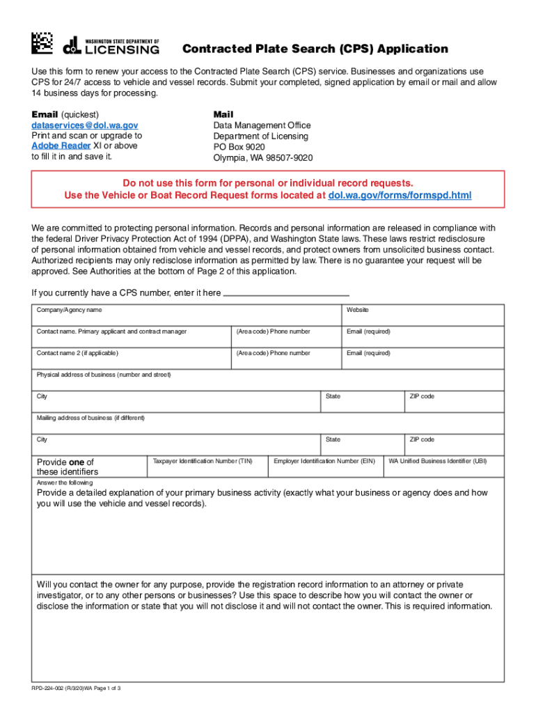  Contracted Plate Search CPS Application 2020-2024