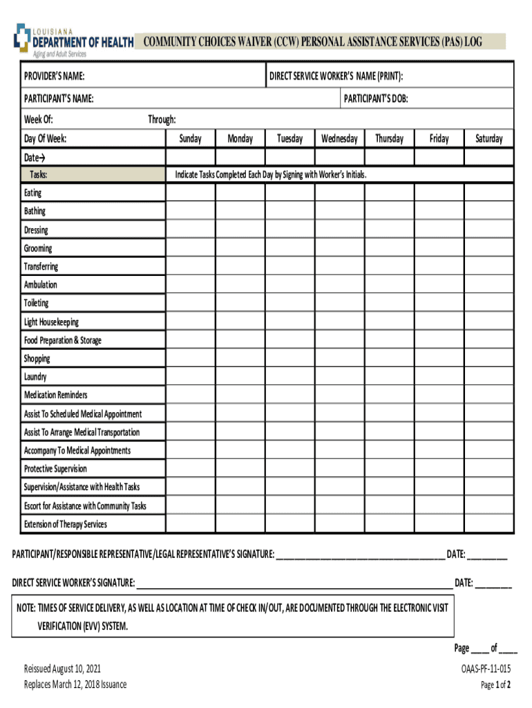  OAAS Programs Service LogsDepartment of HealthState 2021-2024