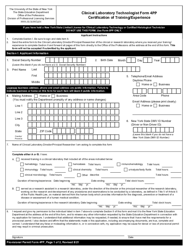  Provisional Permit Application Forms Office of the Professions 2021-2024