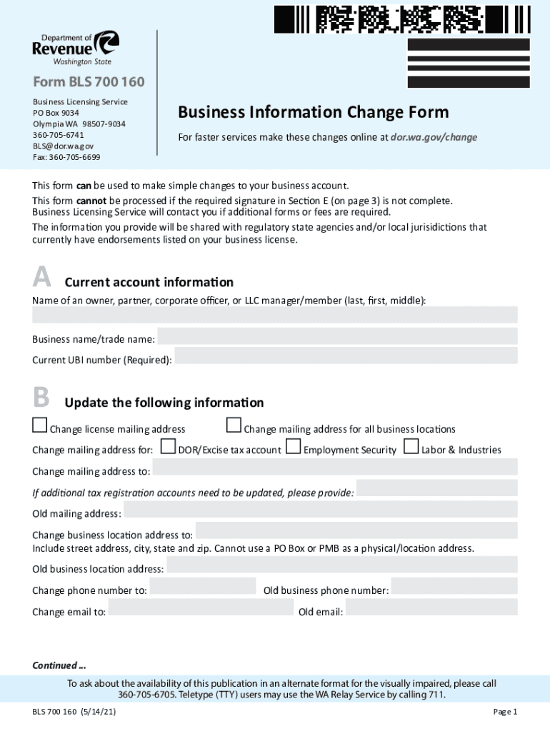Change of Business Information Change of Business Information