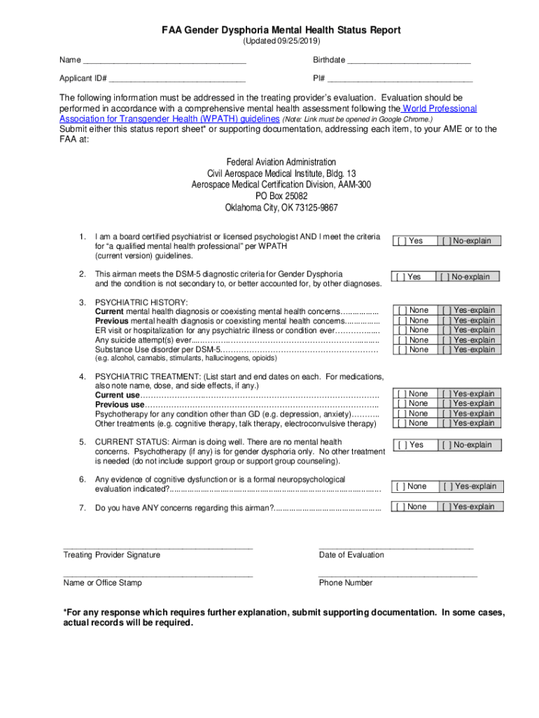 Health Status Report Form