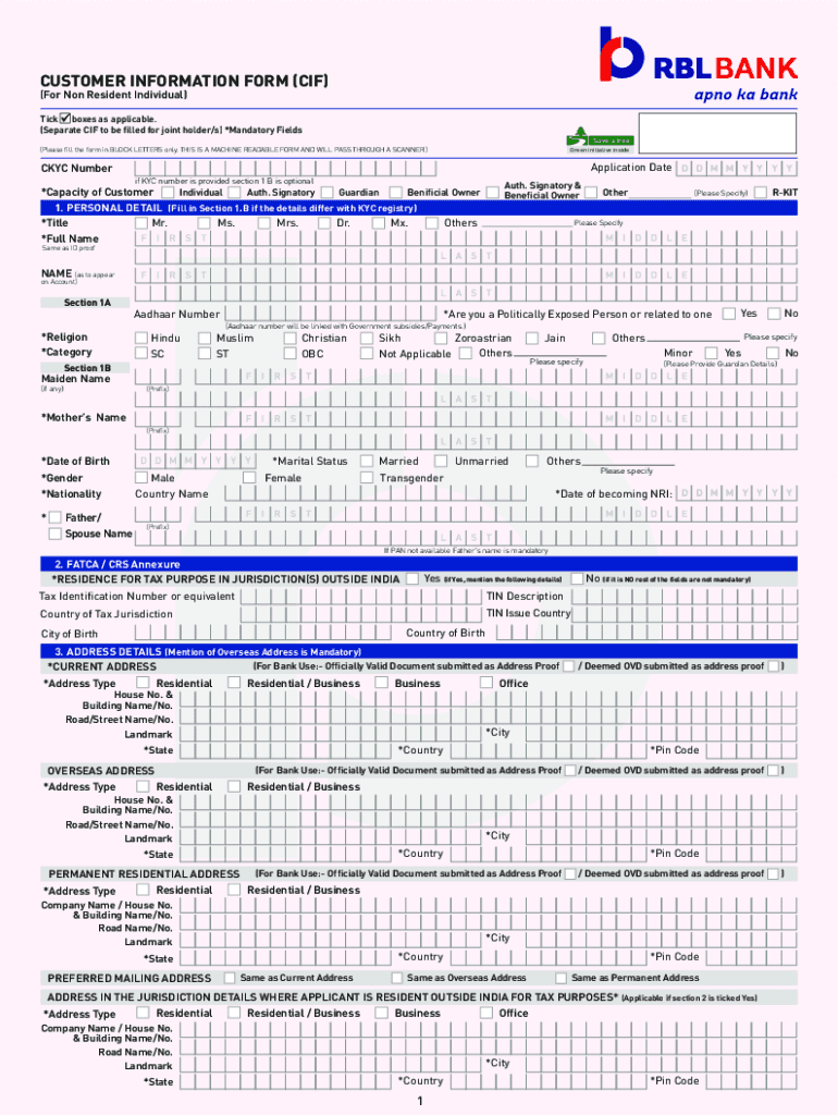 CUSTOMER INFORMATION FORM CIF Razorpay