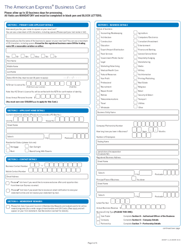 Download Form for the American Express Gold Business Card