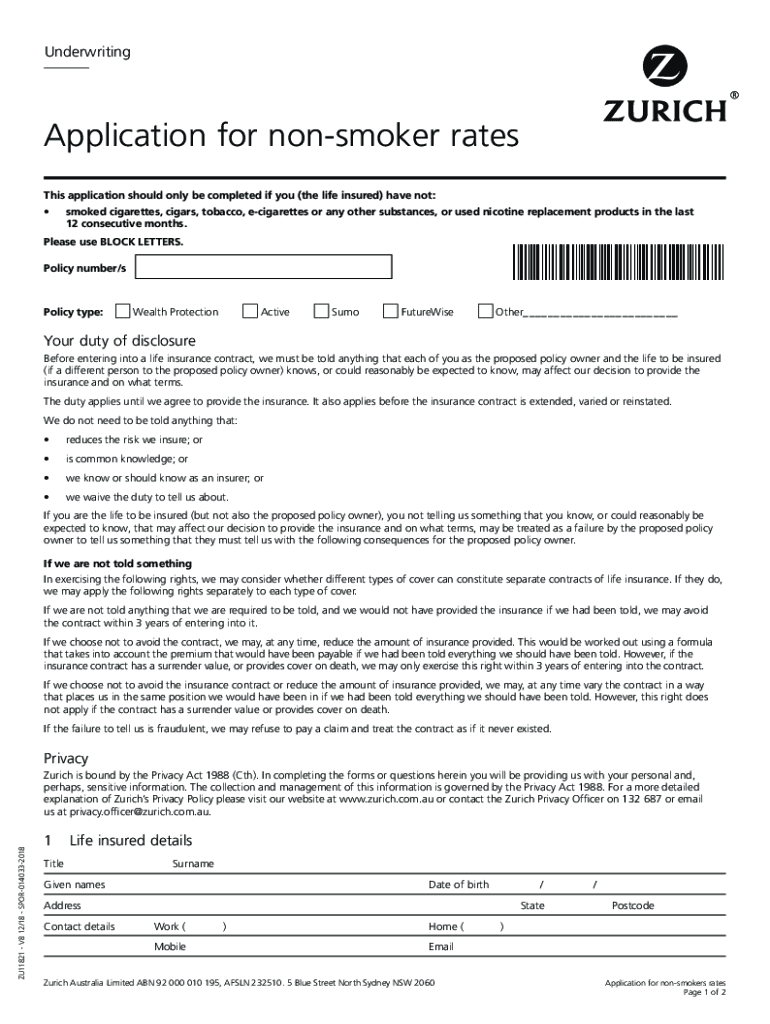  Application for Policy Change Underwriting Required Quick Reference 2018