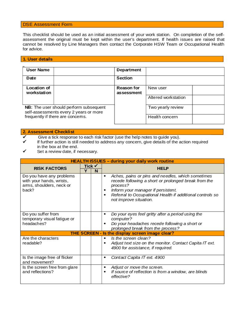 DSE Assessment Form