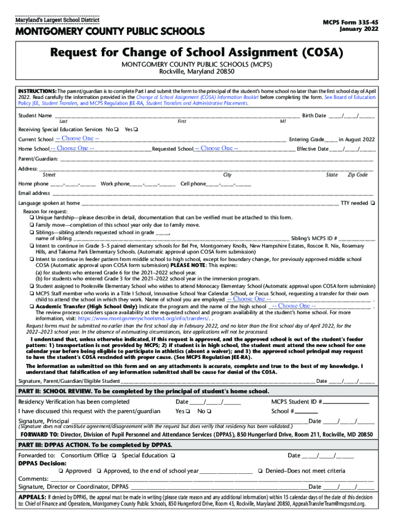 MCPS Form 33545 January 2021Request for Change of