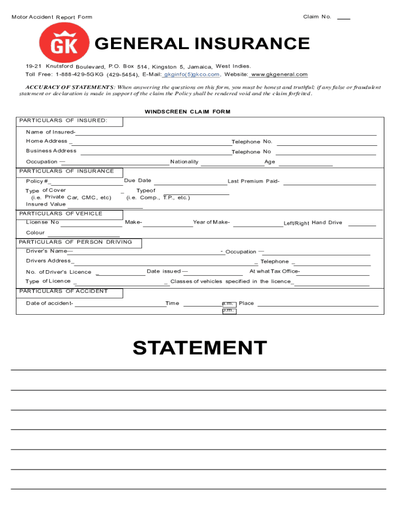 Windscreen Claim Form DOCX