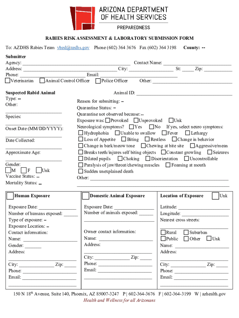  RABIES RISK ASSESSMENT &amp;amp; LABORATORY SUBMISSION FORM County 2021-2024