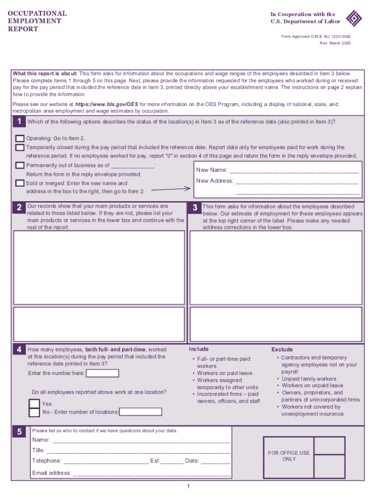  OCCUPATIONAL EMPLOYMENT REPORT Bureau of Labor 2020-2024