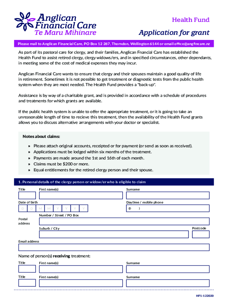 Health Fund Anglican Financial CareAnglican Financial  Form