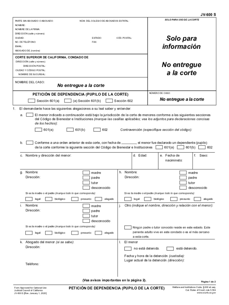  Fillable Online ABOGADO O PARTE SIN ABOGADO Nombre, Nmero 2020-2024