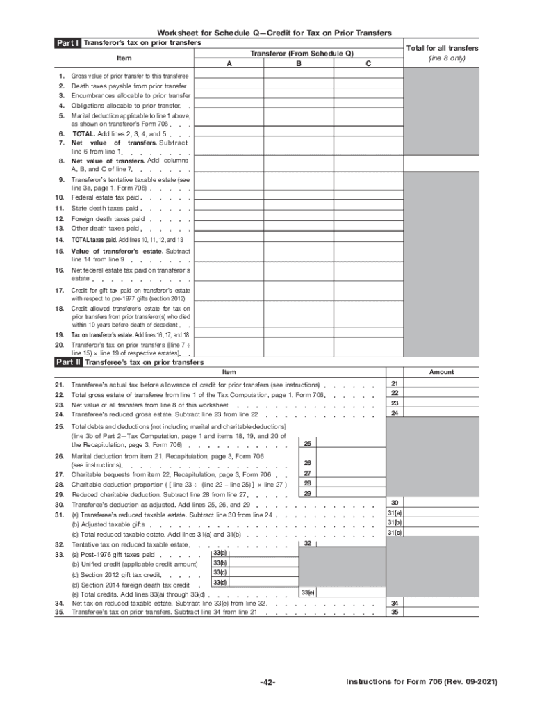 Instructions for Form 706 Rev September Instructions for Form 706, United States Estate and Generation Skipping Transfer Tax Ret