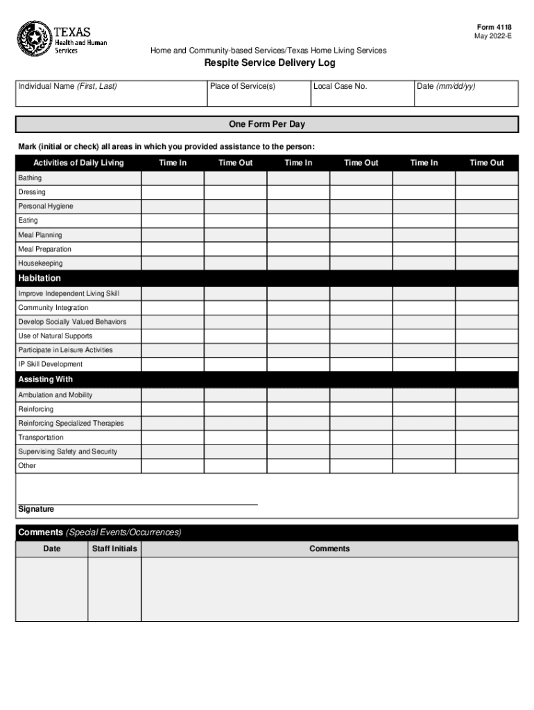  Form 4118 February E Home and Community Based 2022-2024