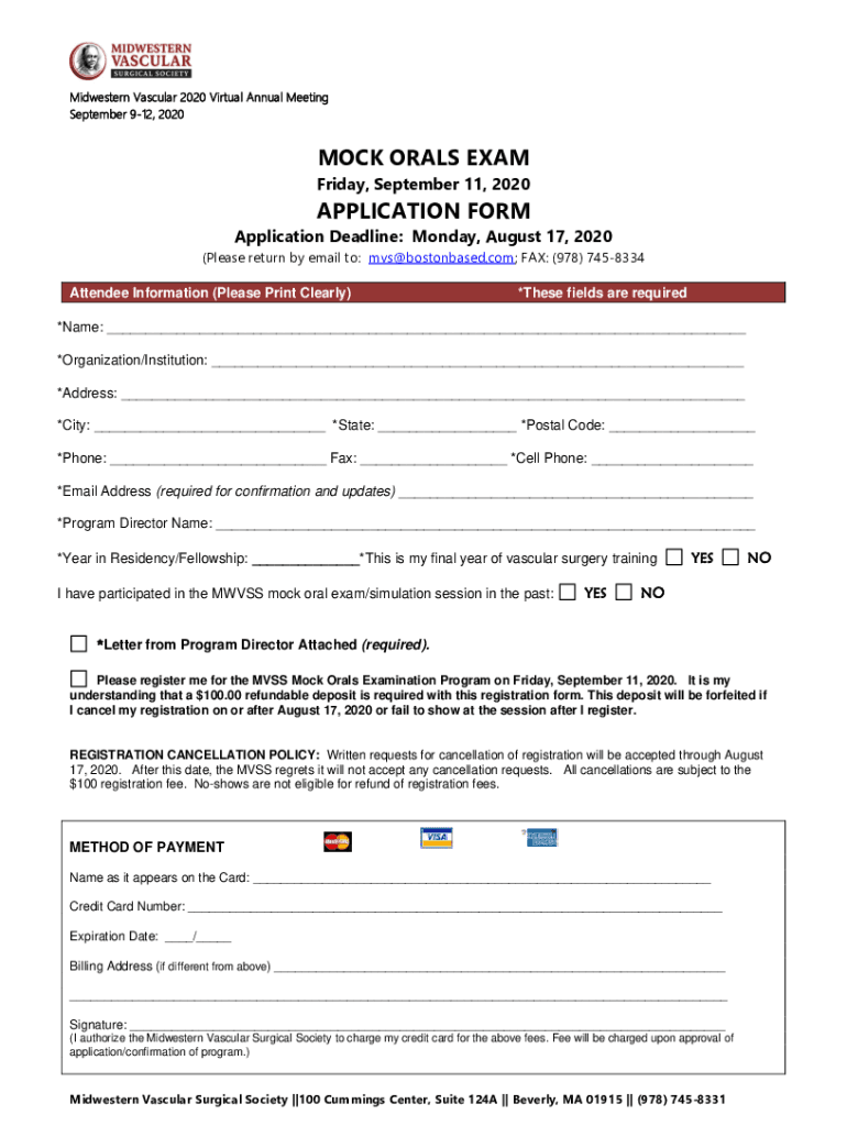 Get and Sign PDF MVSS Mock Orals Application Midwestern Vascular Surgical  Form