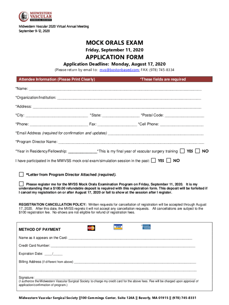 PDF MVSS Mock Orals Application Midwestern Vascular Surgical  Form