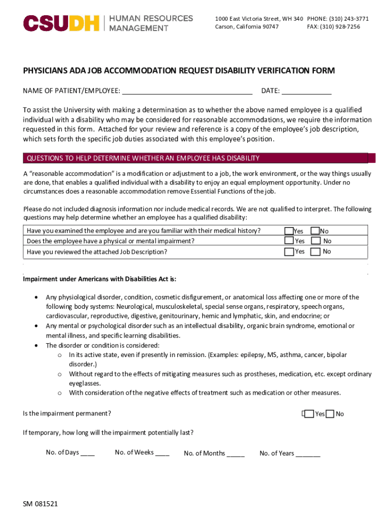  PDF ADA Request for Accommodations Form PDF the University of 2021-2024