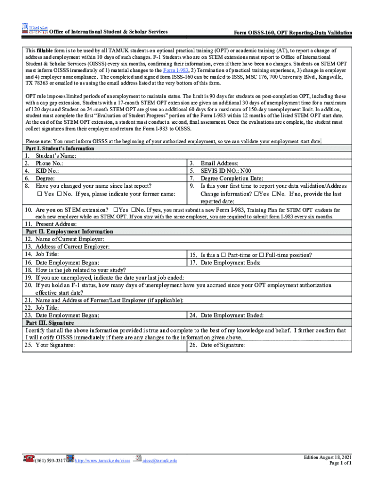  OISSS FormsTexas A&amp;amp;M University Kingsville 2021-2023